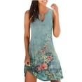 thumbnail image 2 of ICHUANYI Clearance Women Casual Loose Summer Floral Printed Tank Dress Hollow Out Beach Sundress Sleeveless Dresses(Sky Blue, XL) ICHUANYI WER2023080812333, 2 of 5