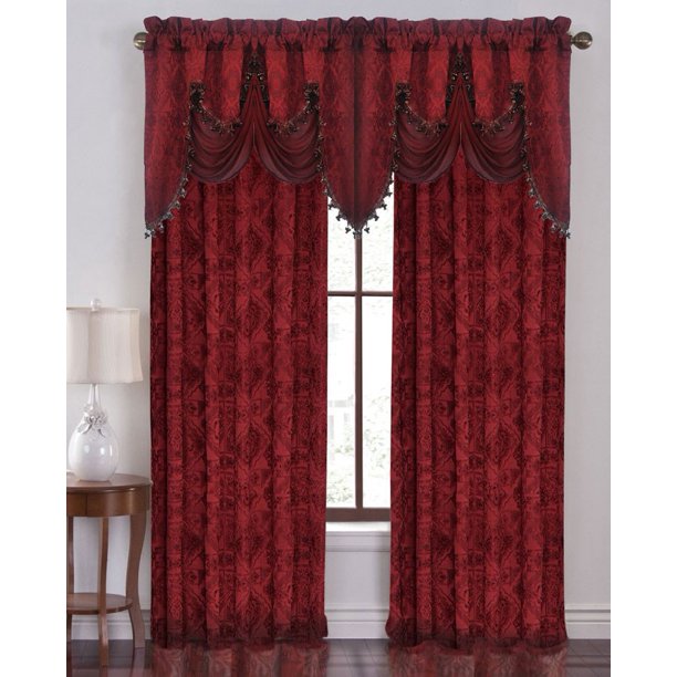 Portofino Jacquard Rod Pocket Panel Burgundy 54x84