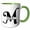 Green/White, variant on 3drose, Bold Script Monogram M - Matthews, 11oz Two-tone Red Mug