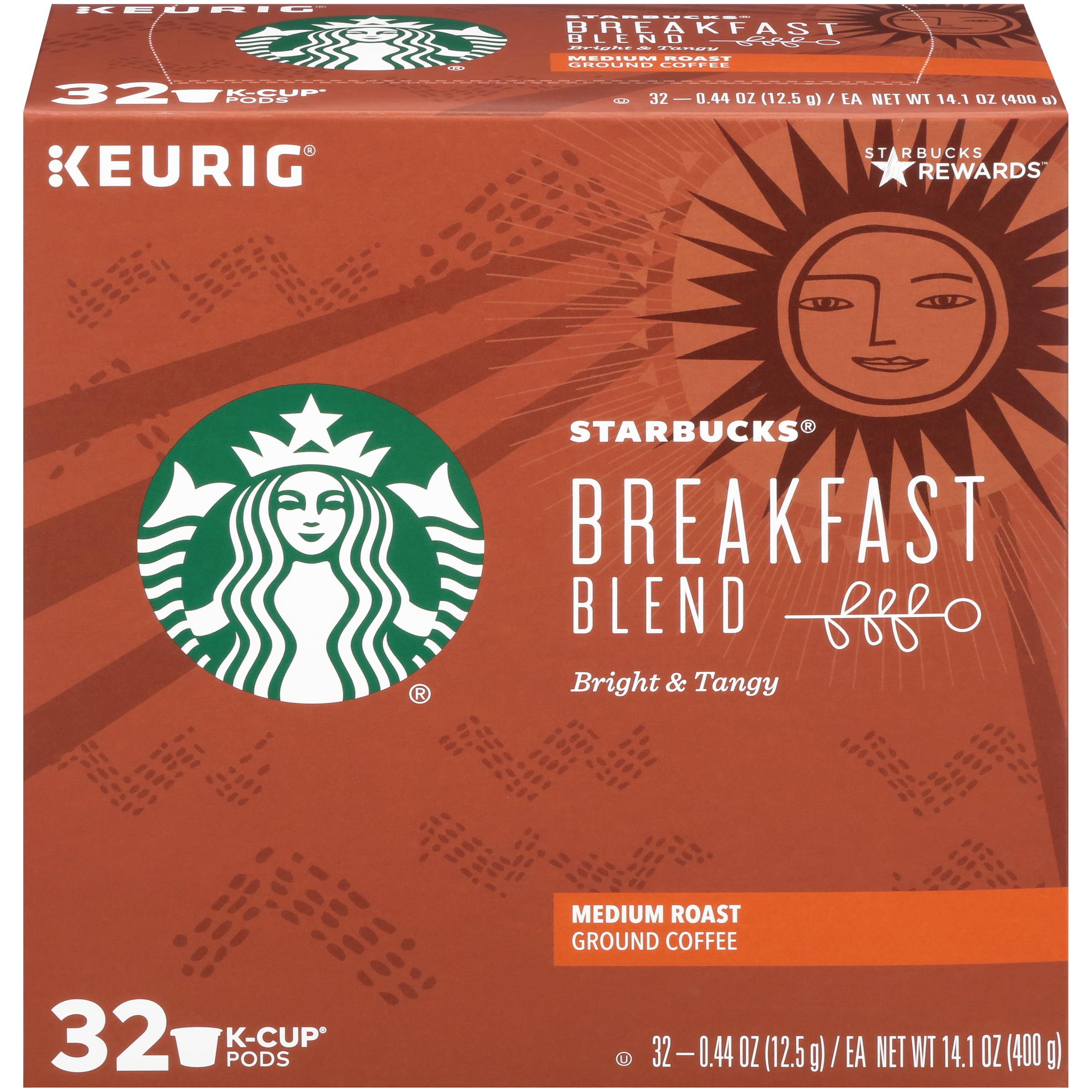Starbucks Medium Roast KCup Coffee Pods — Breakfast Blend for Keurig Brewers — 1 box (32 pods