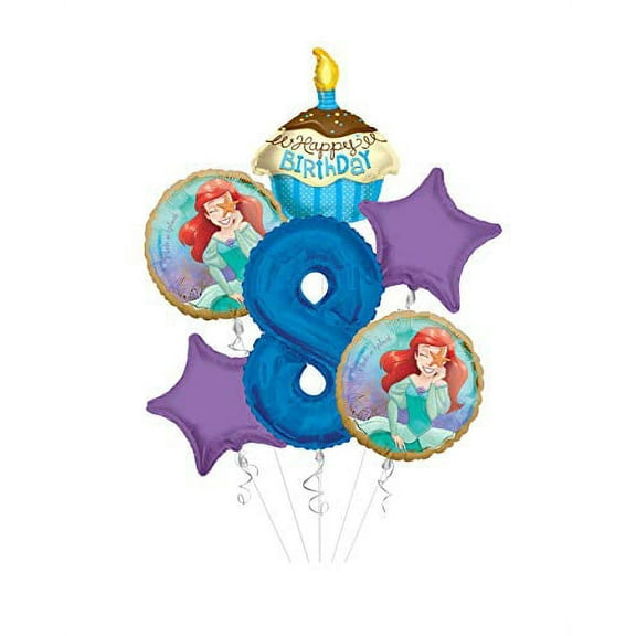 Anagram/Kaleidoscope Princess Little Mermaid (Ariel) Once Upon A Time Happy Birthday Balloon Bouquet 6 pc, 8th Birthday, | Viva Party Balloon Collection