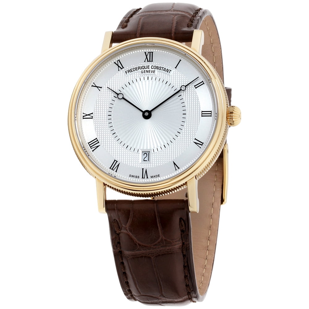 Frederique Constant Silver Guilloche Dial Brown Leather Mens Watch  FC-306MC4S35 - Walmart.com