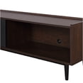 thumbnail image 5 of JERFIT Mid-Century Modern TV Stand for TVs up to 55 inch, Entertainment Media Console with Sliding Door, Drawer & Shelves, Black Wood Grain Finish, 5 of 9
