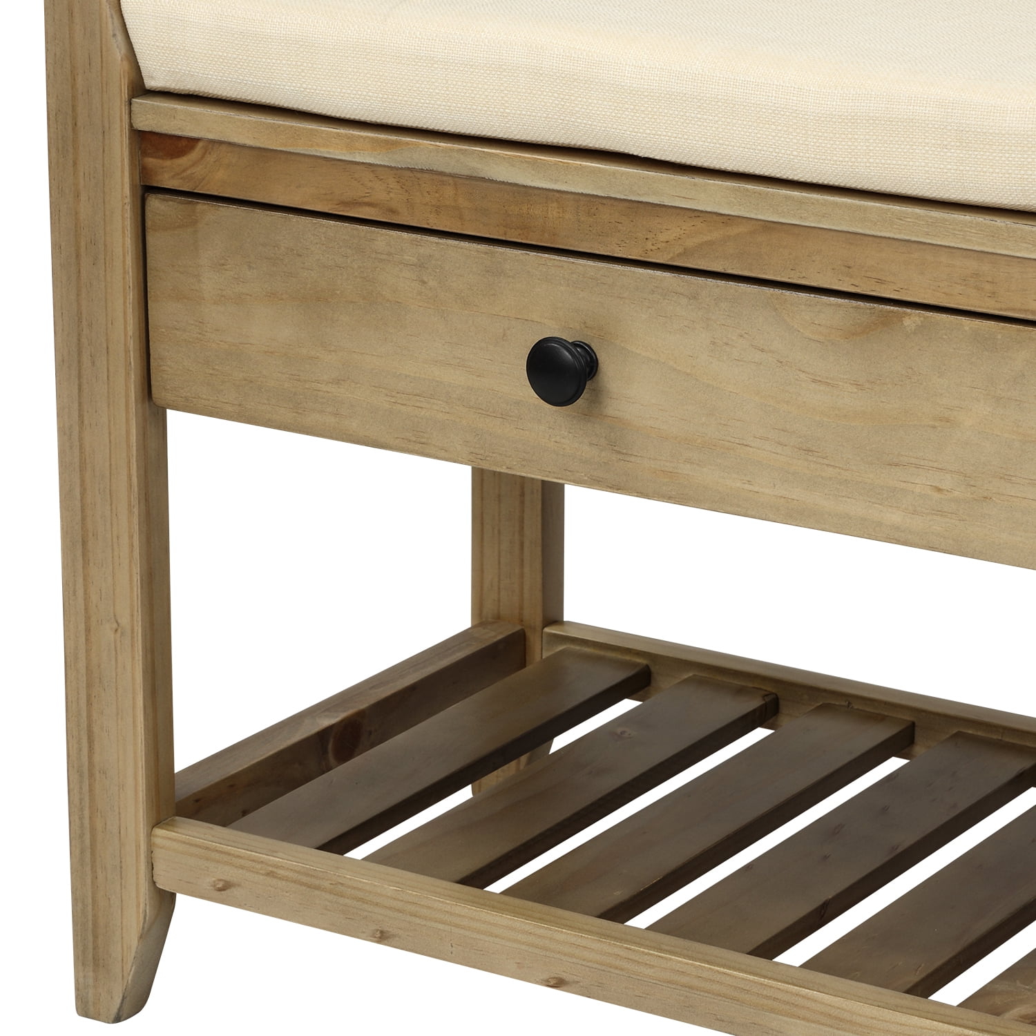 DEALTOPS Vintage Storage Bench with 2 Drawers and Soft Cushion, Multipurpose Shoe Rack for Entryway - Gray Wash
