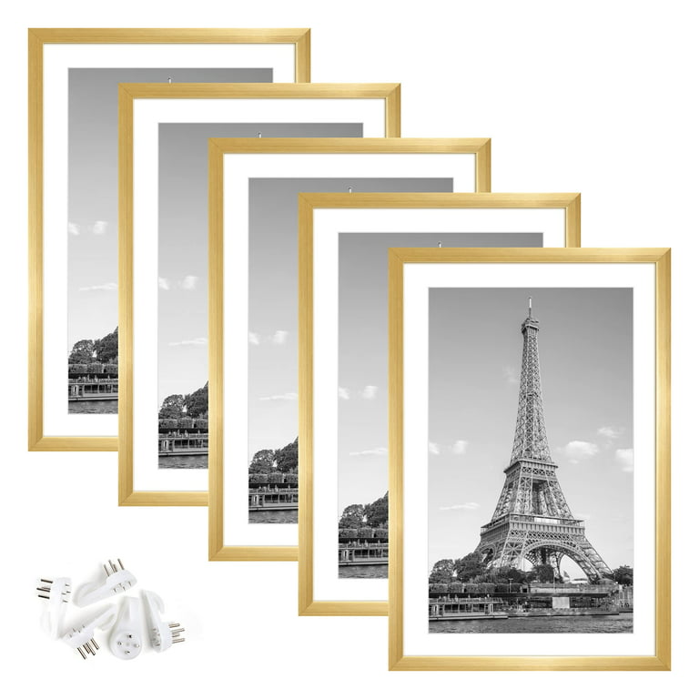 11x14 Picture Frame Set of 5 Display Pictures 8x10 with Mat or 11x14  Without Mat