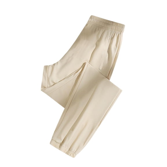 Ice Silk Pants for Women Quick Drying Comfort Casual Pants Over 50 Breathable Stretch Active Trousers with Pockets Beige L
