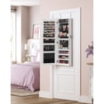 thumbnail image 4 of Wall-Mounted Jewelry Armoire with Lock, 2 Plastic Cosmetic Trays, Full-Length Mirror, White, Compact Organizer Unit, 4 of 10