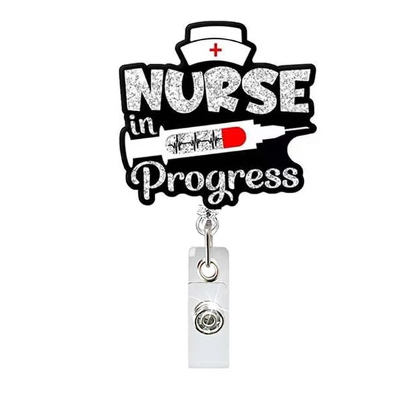 Funny Nurse Badge Reel, Cute Work Badge Holder with Retractable Clip, Pediatric Badge Buddy, Nursing Student RN LPN CNA MA Medical Worker Teacher Doctor ID Name Badge Clip Accessories