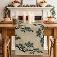 thumbnail image 4 of Teal Pine Tree Cotton Linen Table Runner for Dining Kitchen, Farmhouse Botanical Country Rustic Wedding Outdoor Party Tablerunners Decoration, Dresser Scarf Coffee Tablecloth Runners 13x108 Inches, 4 of 9
