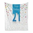 thumbnail image 1 of 21st Birthday Soft Flannel Fleece Throw Blanket, Party Themed Happy Birthday Celebration Words on Colorful Background, Cozy Plush for Indoor and Outdoor Use, 50" x 60", Multicolor, by Ambesonne, 1 of 6