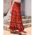 thumbnail image 5 of Womens Maxi Skirt 2025 Casual Flowy Elastic High Waist Long Skirts with Pockets Summer Beach Style Red S, 5 of 7