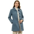 thumbnail image 1 of Abrigo de invierno para mujer Cuello de piel sintética Abrigo largo cálido gris azul S, 1 of 6