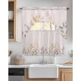 thumbnail image 2 of Watercolor Leaves Swag Valance and Tier Curtains 24'' Length Set, Botanical Eucalyptus Leaves Plant Light Filtering Kitchen Curtains, Tier Curtain Valances for Bathroom/Living Room/Bedroom/Café, 2 of 6