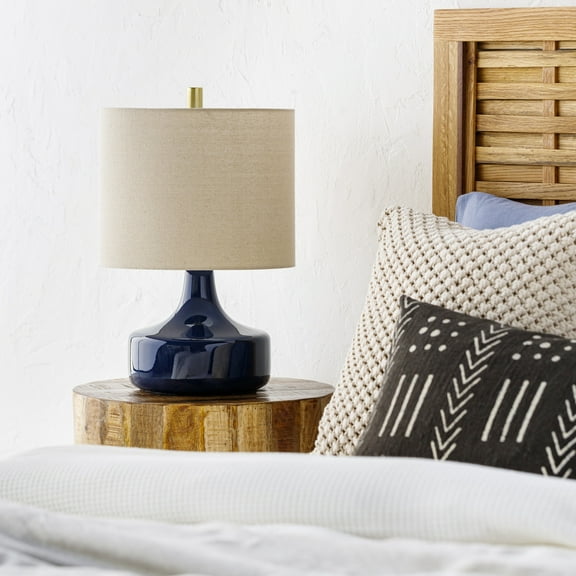Mark&Day Table Lamps, Bobbi Modern Blue Bedside Table Lamp for Nightstand Bedroom, Living Room or Office (19" H x 12" W x 12" D)