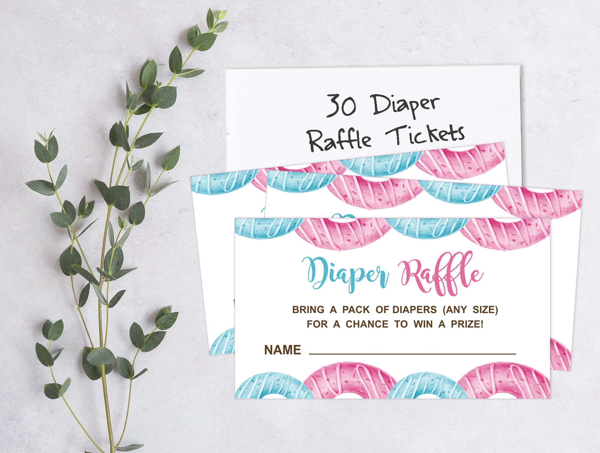 Inkdotpot 30Donuts Baby ShowerDiaper Raffle Ticket Lottery Insert Cards Supplies Games For Baby Shower Party Bring A Pack Of Diapers To Win Favors Gifts And Prizes