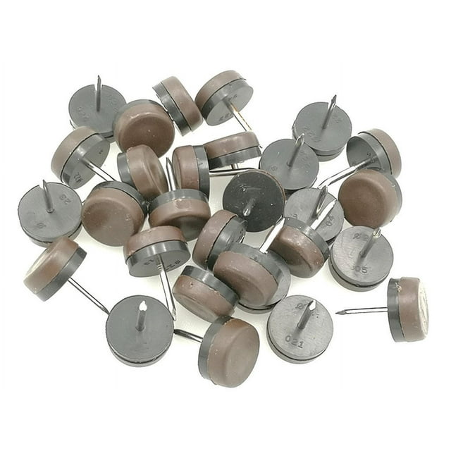 Alimitopia 40Pcs Furniture Glide Nail-In Thickened Nylon Chair Glide Slider Furniture Pad Floor Protector For Wooden Furniture Chair Tables Leg Feet(F18Mm Or 0.7"";Brown)