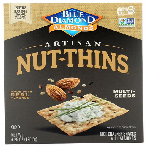 Blue Diamond Gluten Free Nut Thin Cracker Crisps, Multiseed, 4.25 Iybce - Pack of 2