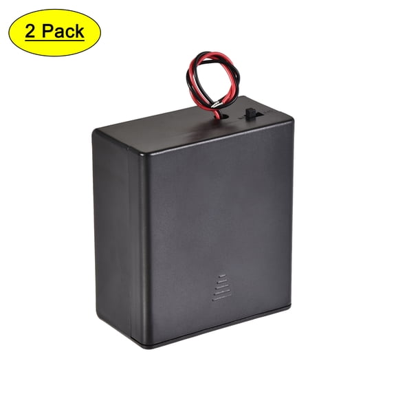 Unique Bargains Battery Case Storage Box 2 Slots x 1.5V 2-Wire ON/OFF Switch for 2 x D Battery with Cover 2Pcs
