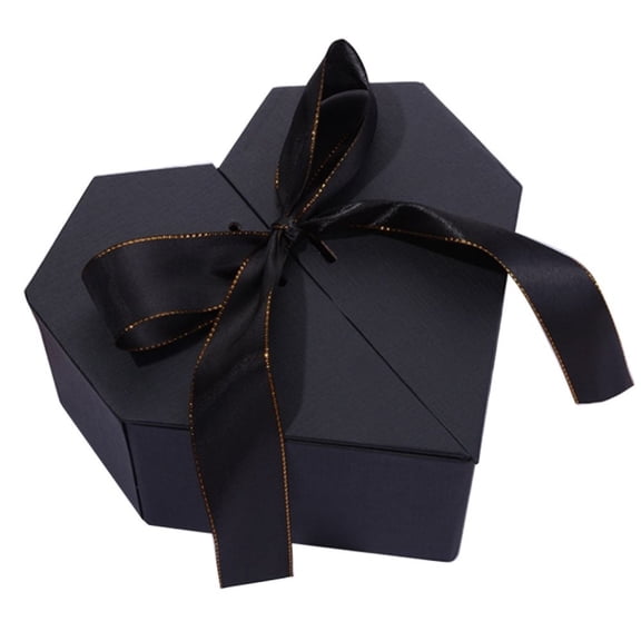 Black Red Heart Shaped Gifts Box With Bows Valentines Day Presents Packaing Boxes Anniversary Surprise Gifts Wedding Decorations