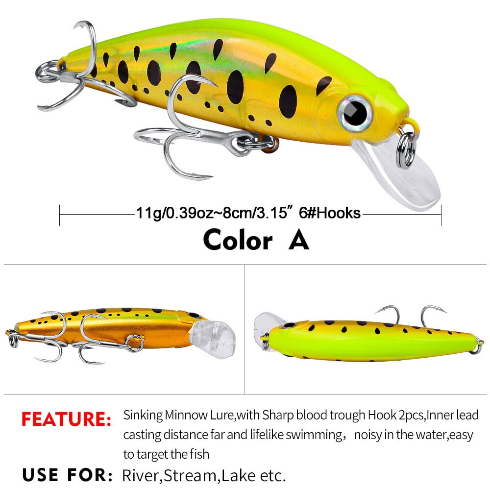 12pcs/set Trolling Bait Minnow Fishing Lure 8cm Bass Crankbait Tackle Wobbler