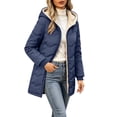 thumbnail image 5 of Womens Sherpa Lined Puffer Jacket Hooded Wave Quilted Full Zip Mid Length Padded with Poecets Warm Fall Winter Casual Outerwear, 5 of 8