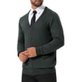 thumbnail image 4 of INSPIRE CHIC Men's V Neck Long Sleeved Button Down Knit Cardigan Sweaters with Pockets L Dark Gray, 4 of 5