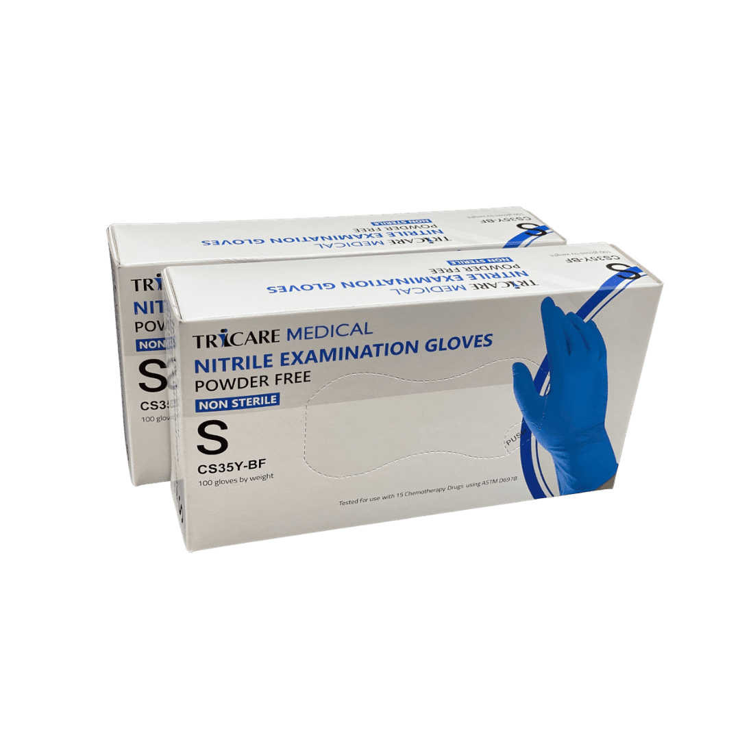 TRICARE Medical Nitrile Gloves, Blue, Small, 200 Count, Latex and