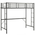 thumbnail image 1 of Ktaxon Twin Loft Bed with Stairs Metal Single Loft Bunk Bed with Safety Guard Rails & 2 Side Ladder for Kids Teens Adults, Black, 1 of 8