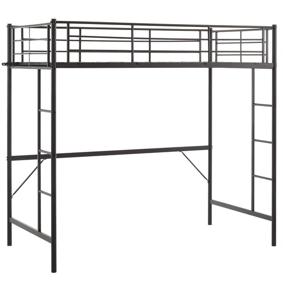 Zimtown Twin Loft Bed with Ladder Metal Bunk Bed with 2 Side Ladder, Black