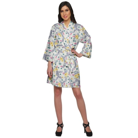

Moomaya Printed Kimono Robe For Girls Crossover Bathrobe Kimono Women Bathrobe