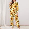 thumbnail image 2 of Pajama Sets for Women 2 Pcs, Yellow Polka Dot Sunflower Button Down Long Sleeve Sleepwear Lounge PJ Sets, 2 of 6