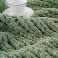 thumbnail image 6 of Battilo Sage Green Chunky Knit Throw Blanket,Thick Chenille Throw Blankets for Living Room,50"x60", 6 of 9