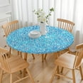 thumbnail image 3 of Blue White Tie Dye Textured Pattern Round Fitted Tablecloth with Elastic Edge,Dining Table Cover Waterproof,Outdoor Round Tablecloth for Camping,Dining,Indoor and Outdoor, 3 of 7