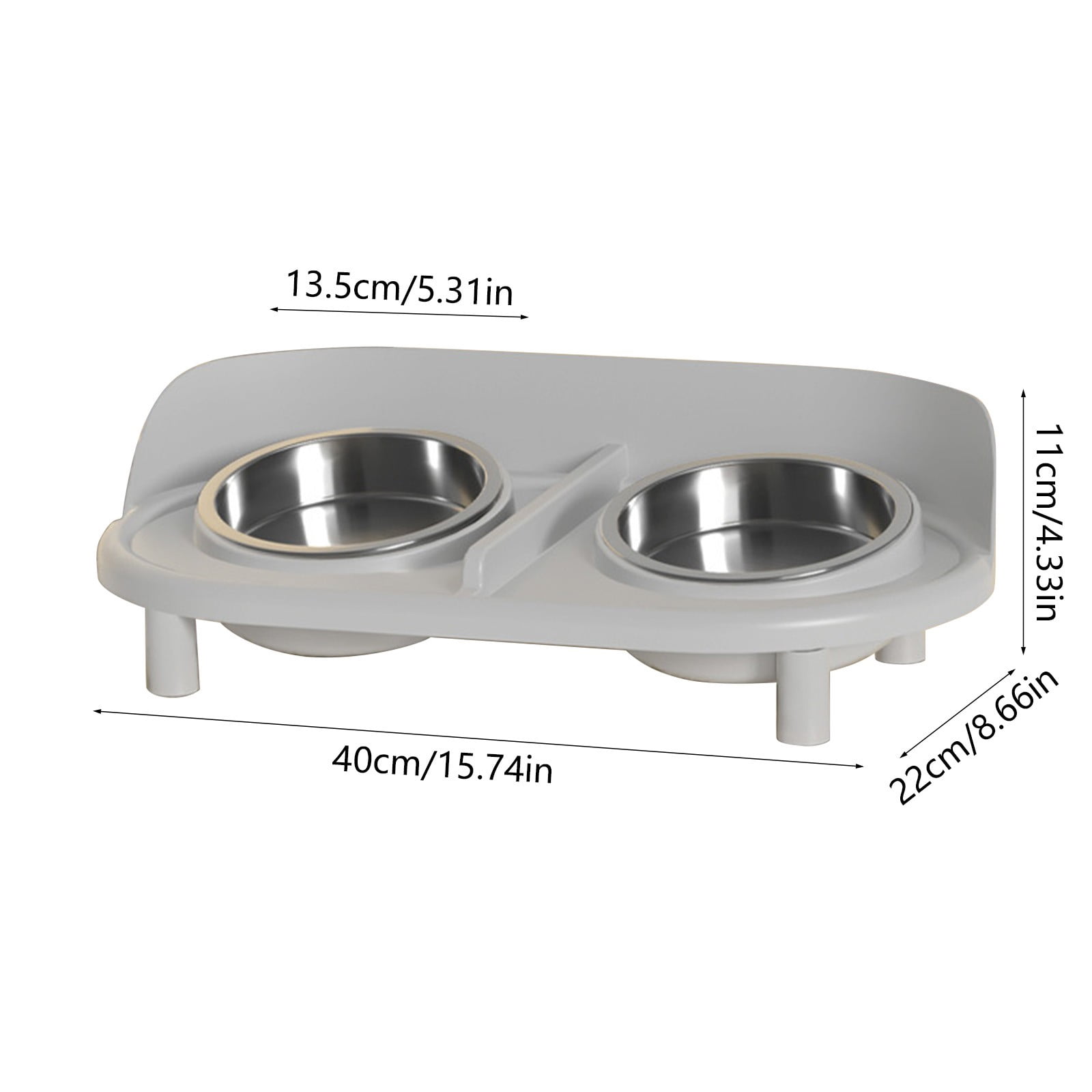 Mauxuk Stainless Steel Pet Bowl Set - Non-Slip Elevated Dog Cat Feeder, 2-in-1 Food & Water Bowls, Neck Support, Easy Clean, 15.74x8.66x4.33 Inches