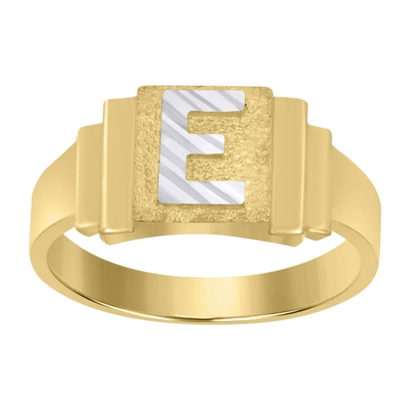 10kt 10k Two-tone Gold Unisex Initial Alphabet E Ring