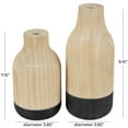 thumbnail image 3 of DecMode 9", 7"H Colorblock Light Brown Wood Vase with Black Bases, Set of 2, 3 of 9