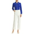 thumbnail image 2 of Unique Bargains Women's Peter Pan Collar Shirt Puff Sleeve Work Blouse Tops XL Royal Blue, 2 of 6