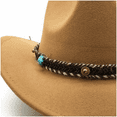 thumbnail image 2 of Ginsiom Western Cowboy Hat for Men Women Roll Up Felt Cowgirl Hat with Belt Buckle, 2 of 4