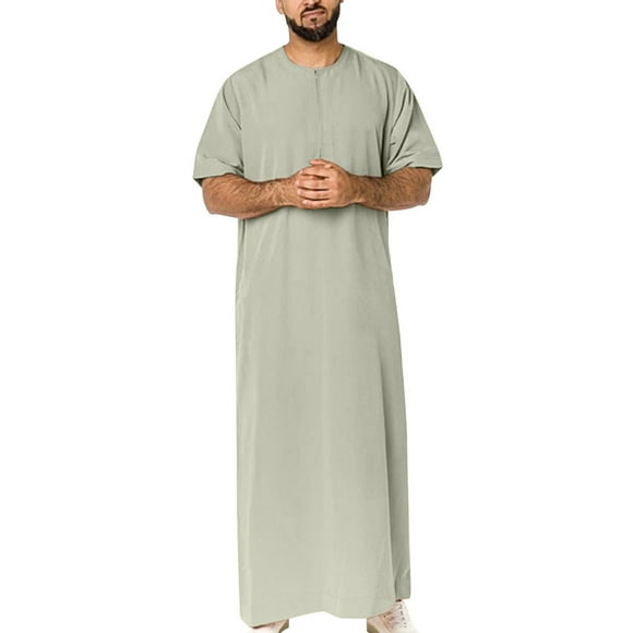 Plus Size Muslim Men Short Sleeve Thobe Middle East Saudi Arab Kaftan Islamic Abaya Dress Dubai Robes