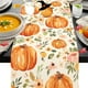 thumbnail image 4 of Linen Thanksgiving Table Runner with Pumpkin Maple Leaf Plaid Design for Harvest Holiday Party Decor, Autumn Kitchen Dining Table Centerpiece, Farmhouse Rustic Fall Decorations, Seasonal Home Accent, 4 of 6