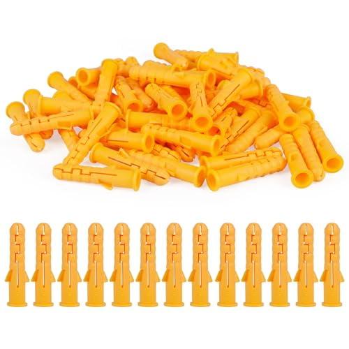 100PCS Plastic Ribbed Drywall Anchor, Self Drilling  Anchors for Drywall, Sheetrock, Gypsum Wallboard,  Anchors for Hollow Walls Pictures Artwork Decor, No Pre Drilling Require$$Hardware