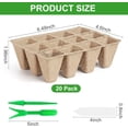 thumbnail image 3 of 240 Cells Seed Thickened 12-Cell Peat Pots Seed Starter Kit - 20 Trays + Transplanting Tools & Plant Labels, Biodegradable Root-Friendly Seedling Cups for Vegetables Flowers Herbs Seed Starting, 3 of 8