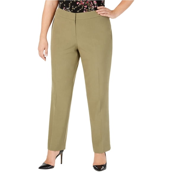 Nine West Womens Stretch Casual Trouser Pants, Green, Plus Size, 18W