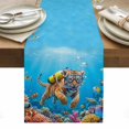 thumbnail image 2 of Funny Tiger Diving Table Runner, Seafloor Corals Fish Oceans Modern Cotton Linen Kitchen Table Decoration Washable Dining Tabletop Runners for Home Party Decor 14x72 Inches, 2 of 9