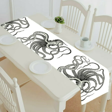 

ECZJNT Octopus vulgaris table runner table cloth tea table cloth 14x72 Inch