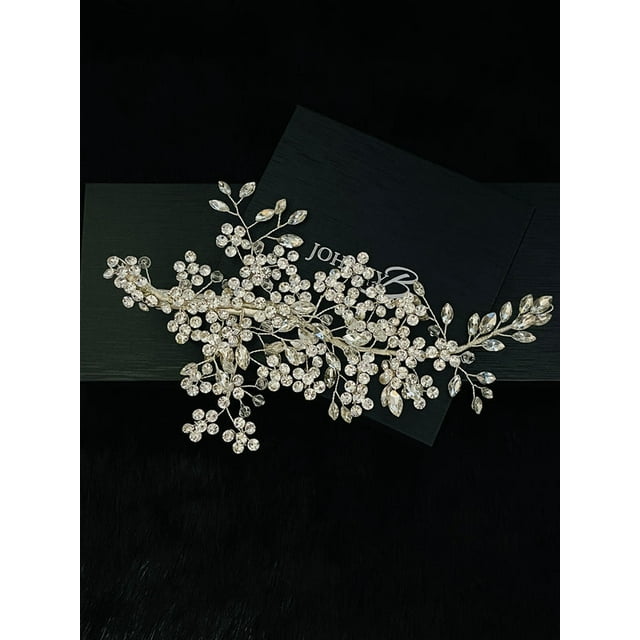 ISADORA - "RIGHT" INTRICATE CRYSTAL BERRIES AND LEAVES HAIR PIECE IN SILVER
