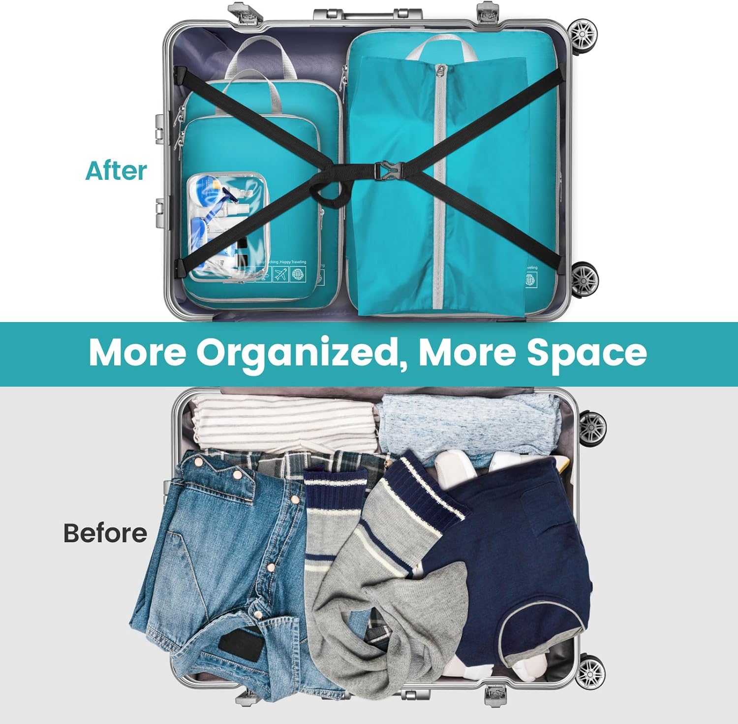Compression Packing Cubes for Travel Women - Lightweight Luggage Organizers Bag Packing Cubes for Carry on Suitcases