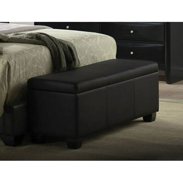 Ireland Bench with Storage, Black Faux Leather - Walmart.com - Walmart.com
