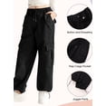 thumbnail image 4 of Usaibhir Girls Cargo Pants Casual Drawstring Jogger Sportswear Parachute Pants 7-14T, 4 of 8
