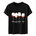 thumbnail image 4 of Black Womens Tops Women's Wine Glass Printed Shirt Short Sleeve Round Neck T Shirt Fashion Top Lightweight Soft Casual Summer Clothing Clothes Shirts for Women, 4 of 4